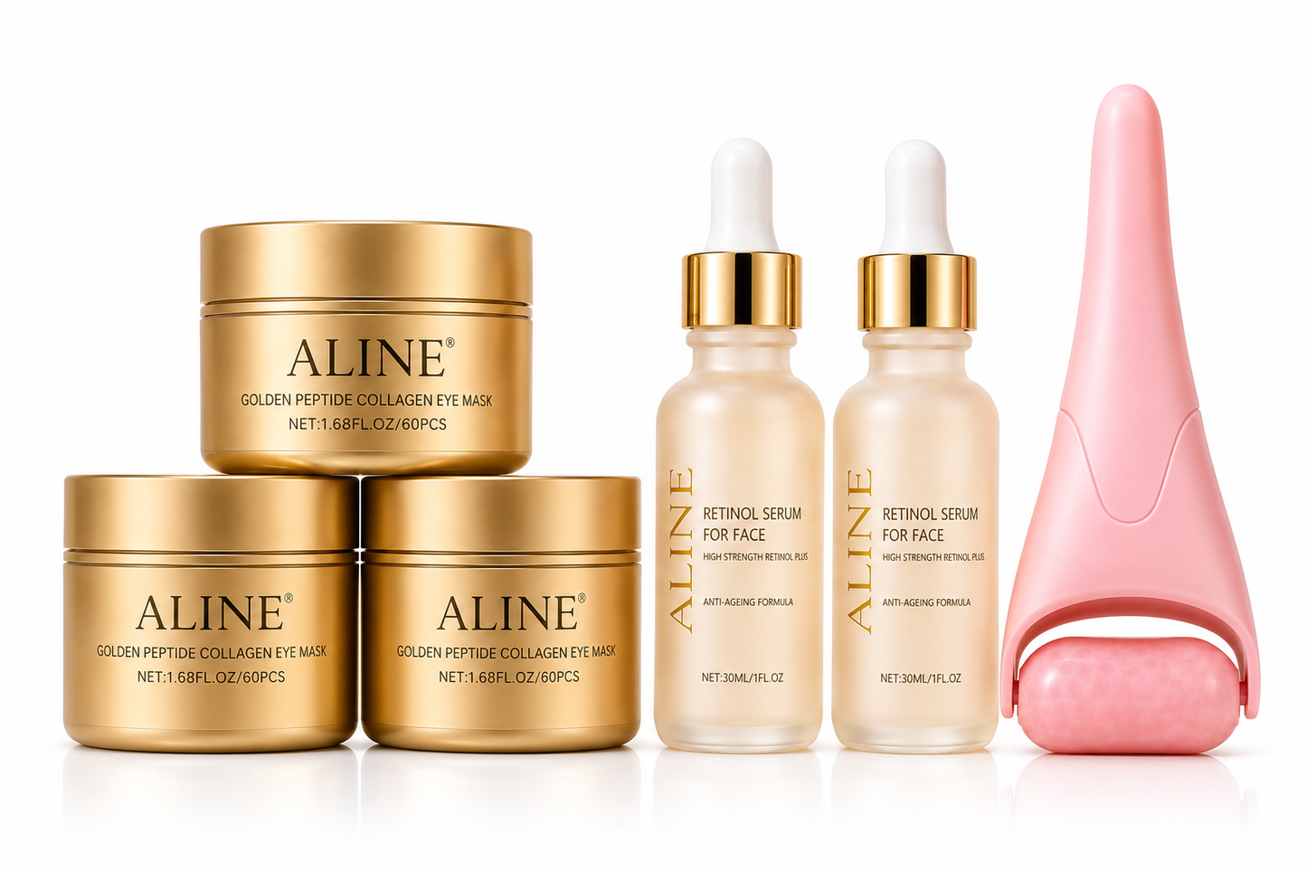 ALINE Complete Eye Set — 3 Jars + 2 Serums + Ice Roller